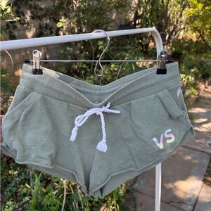 VS Olive Fleece Mini Shorts